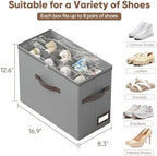 OIAHOMY 4 Pack Shoe Organizer for Closet, Foldable Shoe Storage Bins with Adjustable Dividers, Stackable Oxford Cloth Sneaker Boxes for Entryway Bedroom, Fits Up to 32 Pairs, Grey - Image 3