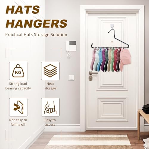 Hat Organizer for Baseball Caps - 2 PCS Hat Hangers for Closet - Stainless Steel Hat Rack - Cap Holder Hat Storage Holds 20 Caps - Birthday Gifts for Men & Women - Image 7