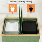 efluky Double Laundry Hamper with Lid and 2 Removable Bags, Sage Green - Image 2