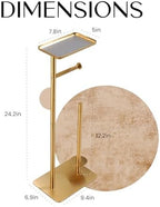 Day Moon™ - Toilet Paper Holder - Modern Roll Holder for Bathroom - 1 Pack - Free Standing - with Shelf, Gold - Image 5