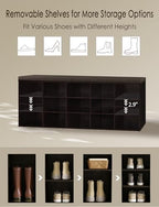 DINZI LVJ Shoe Storage Bench with Cushion, 15-Cubby Shoe Rack with Seat - Image 4
