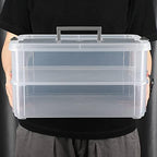 BTSKY 2 Layer Stack & Carry Box, Plastic Multipurpose Portable Storage Container Box Handled Organizer Storage Box for Organizing Stationery, Sewing, Art Craft, Jewelry and Beauty Supplies Dark Grey - Image 4