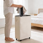Slim Laundry Hamper with Wheels, 52L Skinny Hamper, 22" Beige - Image 3