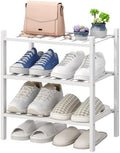 viewcare Small Shoe Rack for Entryway, White Shoe Organizer for Closet, Bamboo Wood Standing Shoe Shelf for Indoor Outdoor (White, 3-Tier_Samll) by VIEWCARE