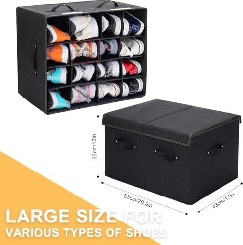 Shoe Organizer for Closet, Shoe Storage Box with Adjustable Dividers - Image 3