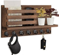 Lwenki Key Holder for Wall – Decorative Wooden Mail Holder and Key Shelf with Mounting Hardware, Installation Guide – Paulownia Wood with Metal Key Hooks (Brown, Extra Large - 15.6inch) by Lwenki