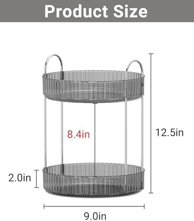 Asayuee 360 Rotating Makeup Organizer for Vanity,Bathroom Countertop Organizer,Spinning Perfume Organizer&Vanity Organizer(Grey-2 Tier) - Image 2