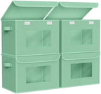 Univivi Fabric Foldable Storage Bins with Lids, 4 Pack, Green by Univivi