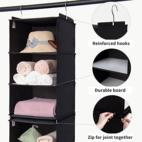 GRANNY SAYS 6-Shelf Hanging Closet Organizer, Foldable Storage, Black | Separable to 2 Pack 3-Shelf Hanging Shelves, No-Sag Support, Keeps Clothes Neat, Folds Flat, Fits RV, Dorm & Small Closets - Image 6
