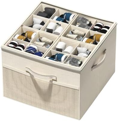 Aokeyee Shoe Organizer for Closet,Foldable Shoe Storage Organizer Box Bin with Adjustable Dividers and Clear Cover, Fits up to 16 Pairs by Aokeyee
