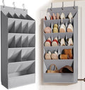 Mefirt Over the Door Shoe Rack for Closet Fit 18+ Pairs, Door Shoe Organizer with Large Breathable Pockets, Hanging Shoes Rack Fit Boots, Behind the Door Shoe Holder for Categorized Storage, Grey ﻿ by Mefirt