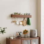 CycleCrew Solid Wood Wall Mounted Coat Rack with Shelf Hooks - Modern Floating Shelves with 8 Hidden Hooks, Heavy Duty Entryway Coat Key Holder Hanger for Hallway Bathroom Bedroom Home Decor - Image 5