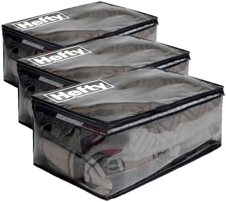 Hefty Storage Bags Extra Large Double Zipper Backpack, Heavy Duty Water Resistant Moving Totes with Shoulder Straps, Foldable Reusable Packing Organizers, 6 Pack (X-Large Black) by Hefty