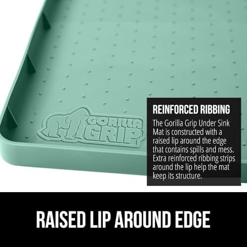 GORILLA GRIP Waterproof Silicone Under Sink Mat, Stay in Place, 15x22 Mint - Image 5