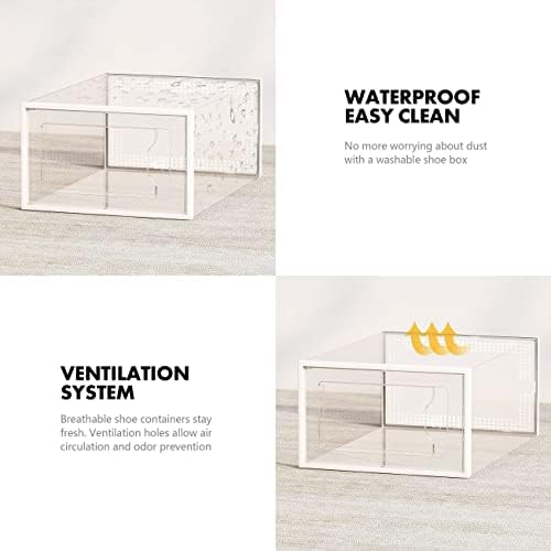 SEE SPRING X-Large Shoe Storage Box Fit Size 11, Clear Plastic Stackable Shoe Organizer for Closet, Space Saving Foldable Shoe Rack Sneaker Container Bin Holder, 12 Pack Clear - Image 3