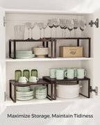 SONGMICS Set of 2 Metal Spice Racks, Stackable Expandable Shelf Risers - Image 4