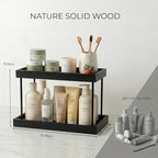 WOPITUES Bathroom Counter Organizer,2 Tier Perfume Organizer,Wooden Bathroom Organizers and Storage for Makecup Perfume Skincare,Countertop Organizer in Kitchen,Bedroom,Coffee Bar,Black - Image 3