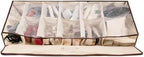 Men/Adults 12 Cells See Through Underbed Shoe Storage Bag Organizer with black and white flower (beige) - Image 4