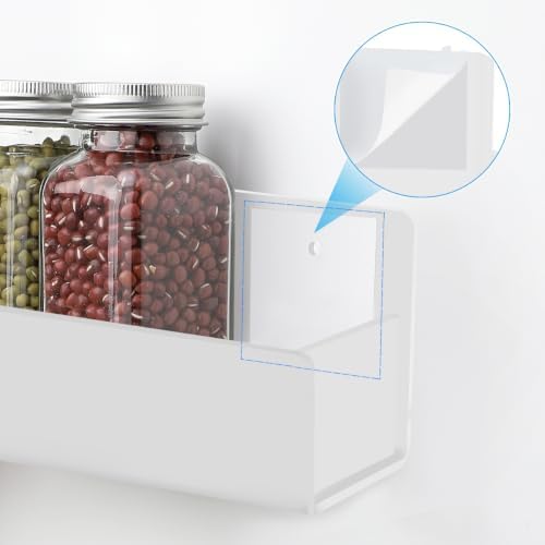6 Inch Acrylic Spice Rack Wall Mount, White, 2 Pack - Image 3
