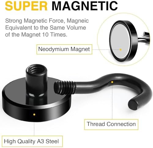 DIYMAG Magnetic Hooks, Strong Magents 4 Pack 85lbs for Cuise Cabins Black - Image 5