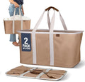 CleverMade Collapsible Laundry Tote LUXE, 50L Carry-All Tote, 2 Pack, Mocha by CleverMade