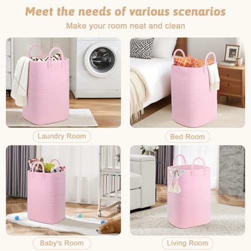Artfeel Laundry Basket,Woven Cotton Rope Laundry Hamper,60L Versatile Storage for Dirty Clothes,Baby Toys,and Blankets in Bathroom, Nursery,and Living Room - Image 5