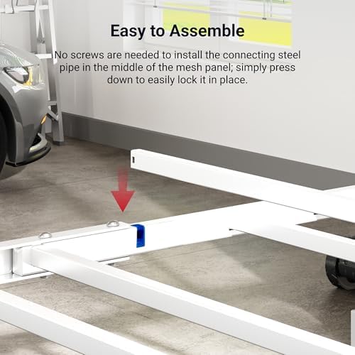 FLEXIMOUNTS 4x8 Overhead Garage Ceiling Storage Rack with 6 Hooks, White - Image 4