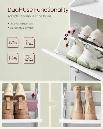 VASAGLE Shoe Storage Cabinet with 3 Flip Drawers, Slim, Holds 12‑20 Pairs - Image 5