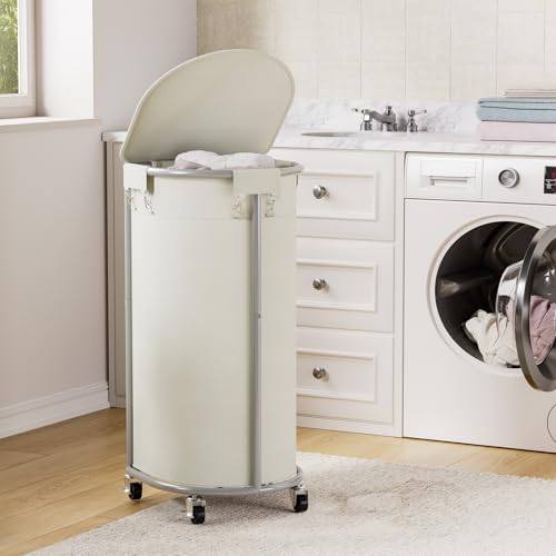 Laundry Hamper with Wheels and Lid, 100L Half Round Rolling Laundry Basket - Image 7