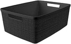 Curver Set of 6 Medium 12L Jute Decorative Plastic Organization and Storage Baskets - Perfect Bins for Home Office, Closet Shelves, Kitchen Pantry and All Bedroom Essentials, Black - Image 4