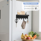 RELBRO Magnetic Key Holder for Fridge, Key Rack with Shelf, Black - Image 2
