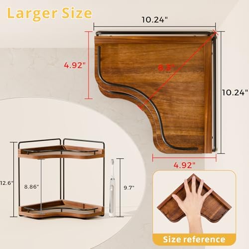 2-Tier Corner Bathroom Counter Organizer, Larger Size - Image 3