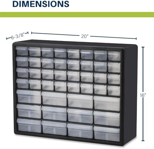 Akro-Mils 44-Drawer Plastic Drawer Storage Cabinet for Garage Organization, Bead Organizer, Building Bricks Storage, Teacher Toolbox, Makeup Organizer, 20-Inch W x 6-Inch D x 16-Inch H, 10144 Red - Image 3