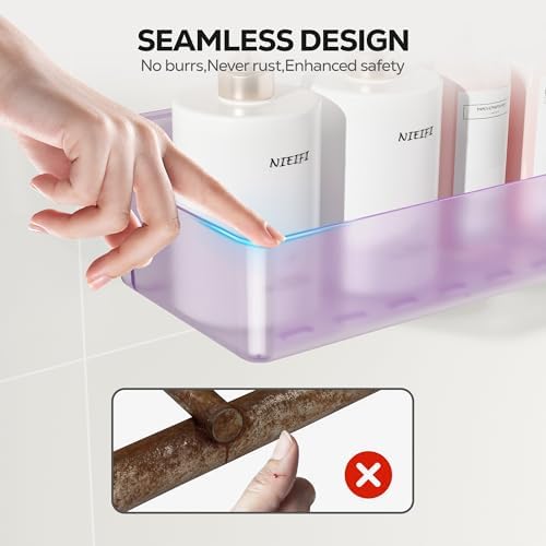 Nieifi Adhesive Shower Shelves, Purple, 5 Pieces - Image 3