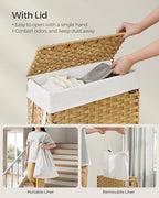 SONGMICS Laundry Hamper with Lid, 14.5 Gal (55 L) Synthetic Rattan,Foldable - Image 3
