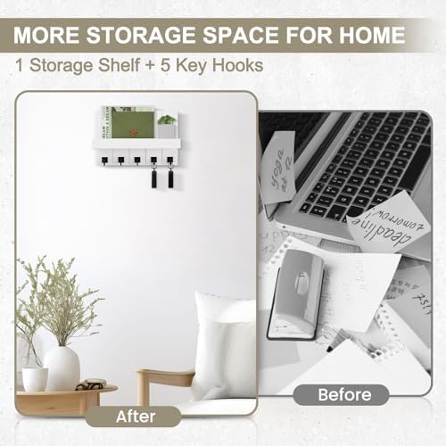 Key Holder for Wall, Decorative Key Holder with Shelf - Image 6