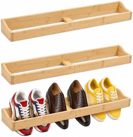Wooden Shoe Rack Storage Organizer Floating Shoe Shelves Holds 3 Pairs by StuffedAnimalHanging