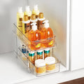 Masirs 2-Tier Clear Pull-Out Drawer Organizer - Sleek, Compact & Sturdy Makeup and Closet Organizer - Easy Assembly Kitchen Storage Solution, Ideal for Makeup, Tools, Medicines & Snacks by Masirs