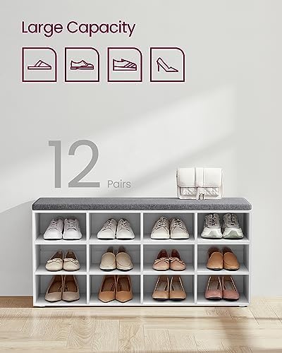 VASAGLE Shoe Bench with Cushion, 12 Compartments, 11.9 x 40.9 x 18.9 Inches - Image 6