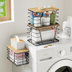 TIDIIABODE 3 Pack Stackable Pantry Organizer, Trash Bag Dispenser Under Sink, Kitchen Organization and Storage, Kitchen Counter Organizer, Black - Image 4