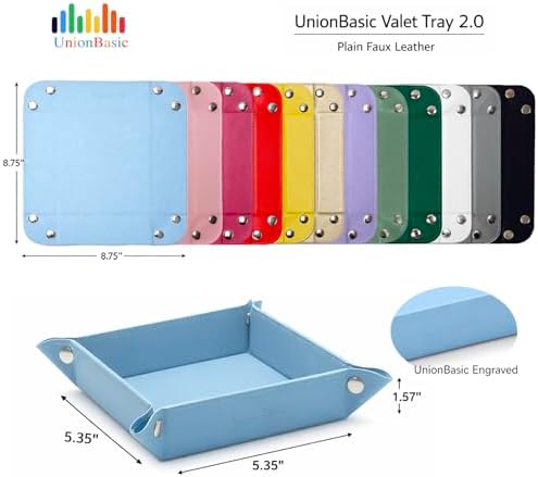 UnionBasic Small Valet Tray, Jewelry Tray for Rings Watches Earrings, Entryway Catchall Caddy for Coins Keys Change, Nightstand Bedside Valet Holder, Trays for Electronic Gadgets, Blue - Image 6