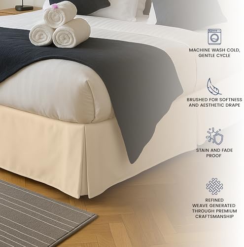 Twin Bed Skirt, Hides Under-Bed Storage 15 Inch Drop, Pleated, Beige - Image 5