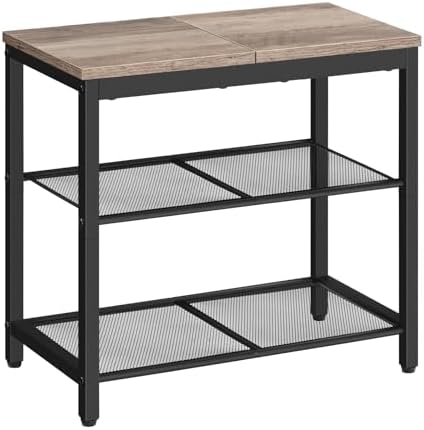 HOOBRO Shoe Bench, 3-Tier Shoe Rack, Industrial Shoe Organizer Storage Bench, 19.7 inches Entry Bench with Mesh Shelves, for Entryway, Living Room, Hallway, Easy Assembly, Greige BG50HX01 by HOOBRO