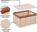 Phyllia Foldable Storage Boxes with Lids, 3-Pack Collapsible Plastic Storage Bins Organizer Containers Baskets Cub with Cover,Stackable Utility Crates Storage Box (Brown, 30L) - Image 5