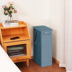 efluky Slim Laundry Basket with Lid, Narrow Laundry Hamper with Handles, Collapsible Dirty Clothes Hamper, Tall Laundry Bin for Laundry Room, Dorm and Bedroom, 55L Denim Blue - Image 5