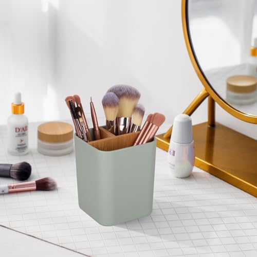 Bamboo Toothbrush Holder for Bathrooms Toothpaste Organizer - Green - Image 3