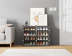 HOMIDEC Shoe Rack Organizer 16 Pair Modular Shoe Storage Cabinet for Closet | PP Plastic, Sturdy Steel Frame, Waterproof, Dustproof, Easy Clean, Shoe Shelves for Closet Garage Hallway Bedroom Entryway - Image 3