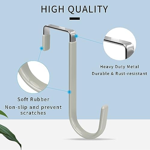 FYY Over the Door Hooks, Single-Hanger 4 Pack, Fits Doors 1 3/8" Grey - Image 3