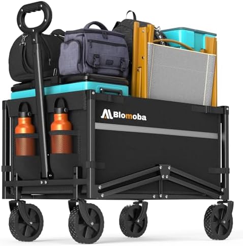 Blomoba Collapsible Wagon Cart, 220LBS Utility Wagon with Wheels, Black by Blomoba