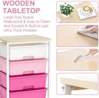 SYKIARIOL Rolling Cart with Drawers, 4-Drawer Utility Cart, Pink - Image 5